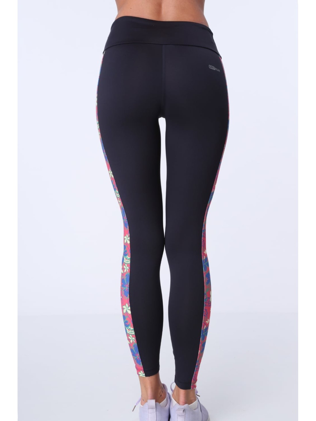 Navy blue sports leggings with a floral stripe MR15471 - Online store - Boutique